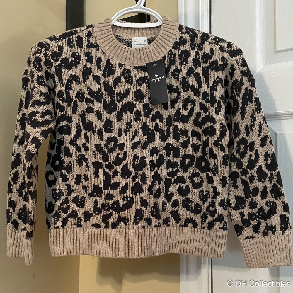 Girls Crew Sweater - Leopard Print